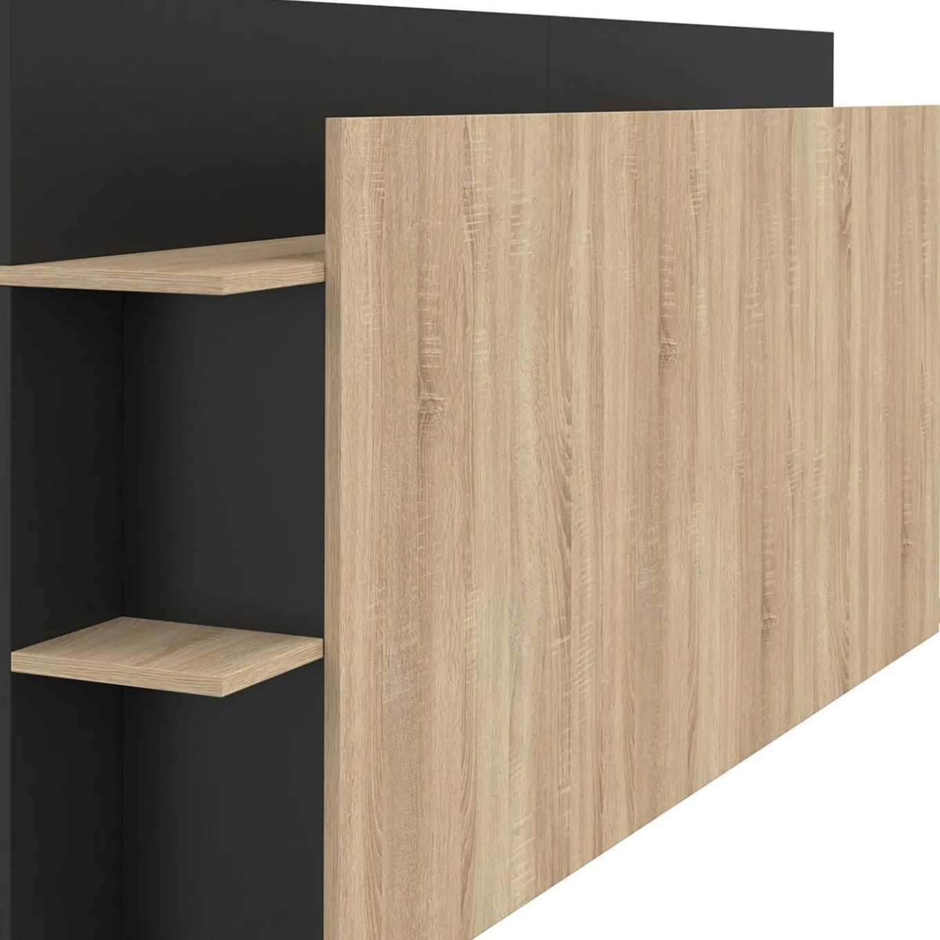 IDMarket Tête de lit sur pied bois et noir avec rangement pour lit 140-160 cm* Têtes De Lit|Chambre Complète Adulte