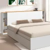 IDMarket Tête de lit sur pied extensible blanc et façon bois avec chevets* Têtes De Lit|Chambre Complète Adulte