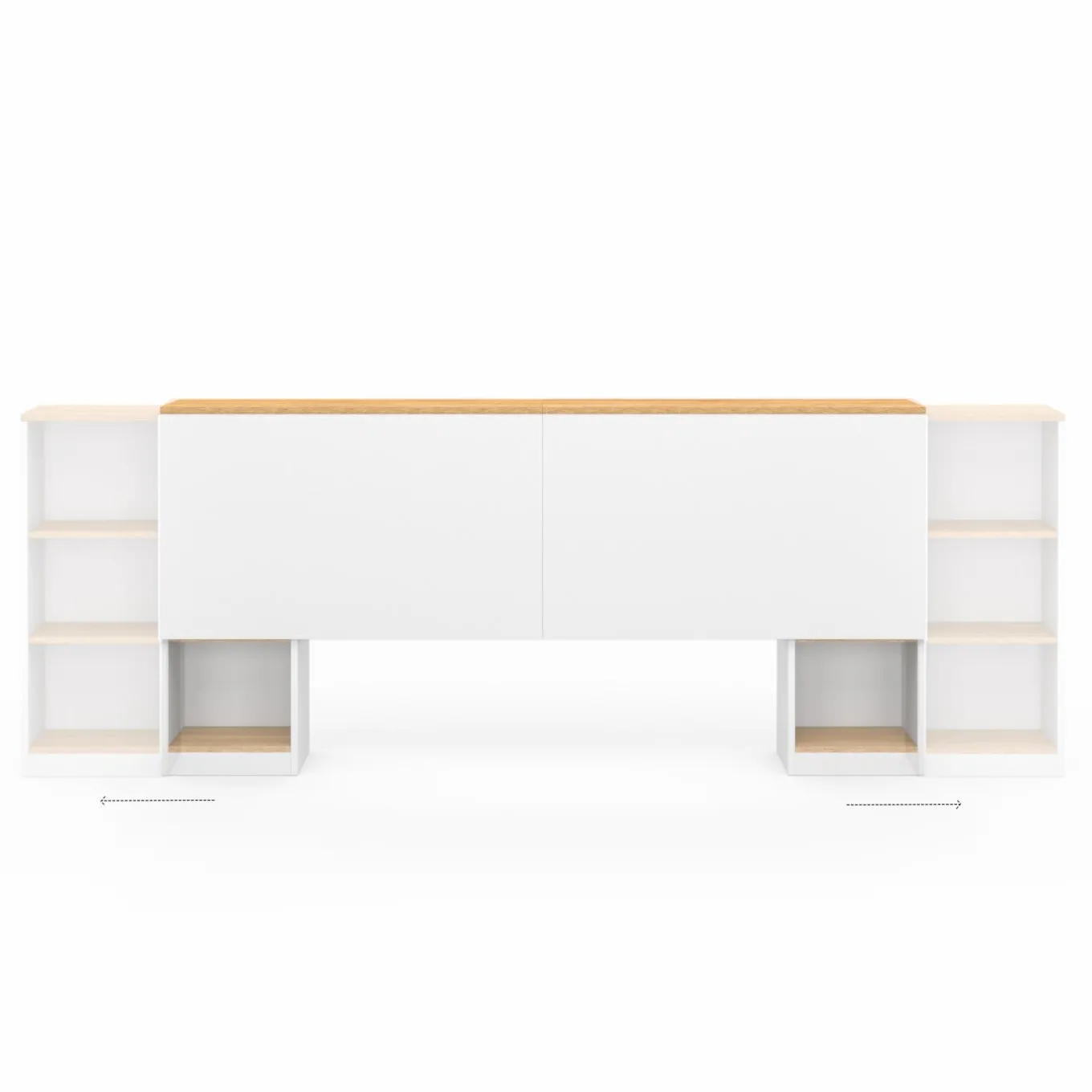 IDMarket Tête de lit sur pied extensible blanc et façon bois avec chevets* Têtes De Lit|Chambre Complète Adulte