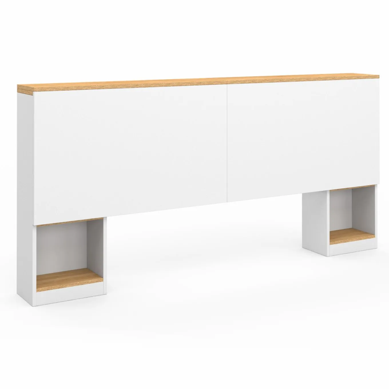 IDMarket Tête de lit sur pied extensible blanc et façon bois avec chevets* Têtes De Lit|Chambre Complète Adulte