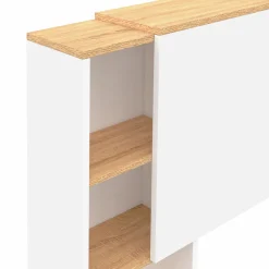 IDMarket Tête de lit sur pied extensible blanc et façon bois avec chevets* Têtes De Lit|Chambre Complète Adulte