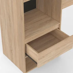 IDMarket Tête de lit sur pied noir et bois* Collection Moderne|Chambre Complète Adulte