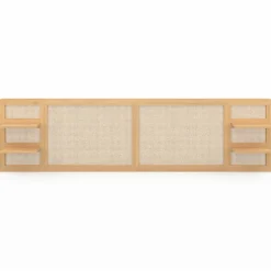 IDMarket Tête de lit suspendue 240 cm cannage et bois avec étagères* Collection Cannage|Têtes De Lit