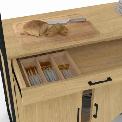 IDMarket Vaisselier industriel 6 portes buffet de cuisine vitré 120 cm* Meubles Tiroirs|Meubles Hauts