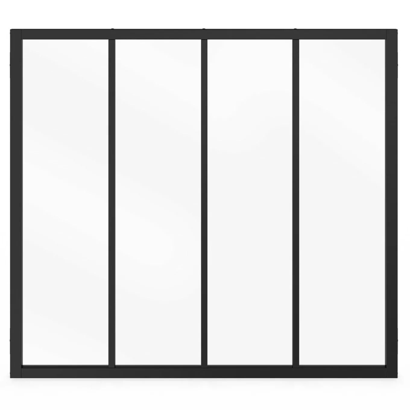 IDMarket Verrière 4 vitrages L. 120 x H.108 cm en métal noir et verre trempé* Produits D’Aménagement Intérieur|Décoration Et Accessoires