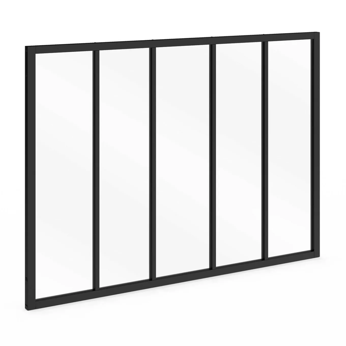 IDMarket Verrière 5 vitrages L. 150 x H.108 cm en métal noir et verre trempé* Produits D’Aménagement Intérieur|Décoration Et Accessoires