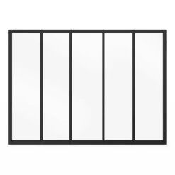 IDMarket Verrière 5 vitrages L. 150 x H.108 cm en métal noir et verre trempé* Produits D’Aménagement Intérieur|Décoration Et Accessoires