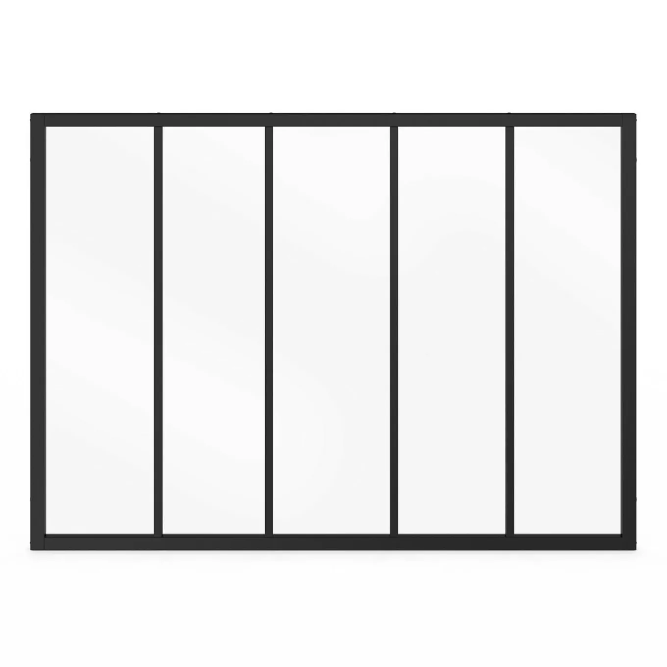IDMarket Verrière 5 vitrages L. 150 x H.108 cm en métal noir et verre trempé* Produits D’Aménagement Intérieur|Décoration Et Accessoires