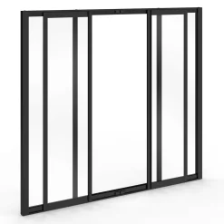 IDMarket Verrière atelier coulissante 4 vitrages 120 x 108 cm en métal noir et verre trempé* Produits D’Aménagement Intérieur|Décoration Et Accessoires