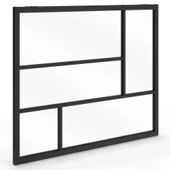 IDMarket Verrière géométrique L. 93 x H. 108 cm en métal noir et verre trempé* Produits D’Aménagement Intérieur|Décoration Et Accessoires