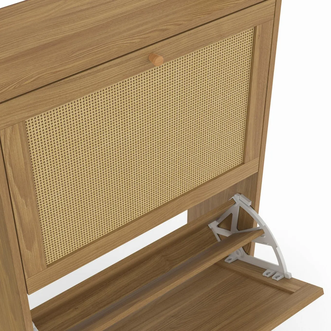 IDMarket Vestiaire d'entrée 2 portes bois effet naturel cannage meuble chaussures 12 paires* Collection Cannage|Collection Vintage