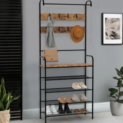 IDMarket Vestiaire d'entrée 5 étagères style industriel* Collection Vintage|Vestiaires Et Meubles D'Entrée