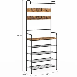 IDMarket Vestiaire d'entrée 5 étagères style industriel* Collection Vintage|Vestiaires Et Meubles D'Entrée