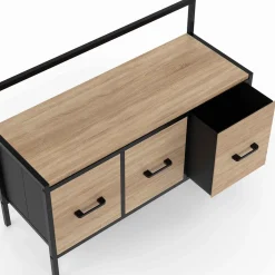 IDMarket Vestiaire d'entrée avec banc et 3 tiroirs en tissu style industriel* Vestiaires Et Meubles D'Entrée|Collection Industrielle