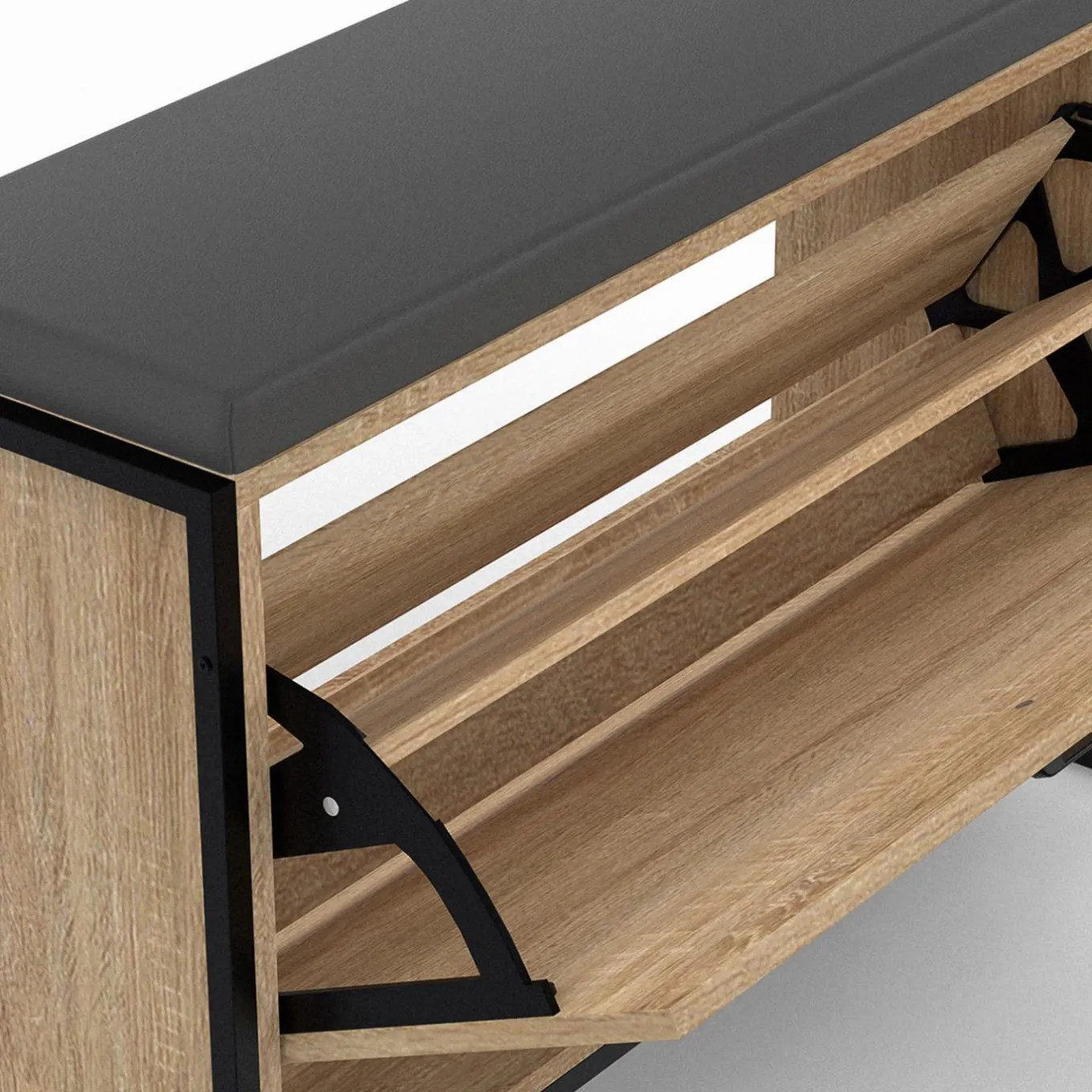 IDMarket Vestiaire d'entrée avec banc et meuble à chaussures style industriel* Bancs D'Entrée|Meubles À Chaussures