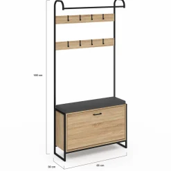 IDMarket Vestiaire d'entrée avec banc et meuble à chaussures style industriel* Bancs D'Entrée|Meubles À Chaussures