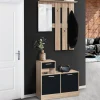 IDMarket Vestiaire d'entrée avec miroir, porte-manteaux et range-chaussures* Meubles Hauts|Collection Design