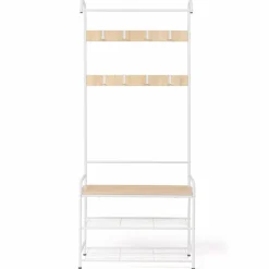 IDMarket Vestiaire d'entrée industriel bois et métal blanc* Vestiaires Et Meubles D'Entrée