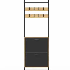 IDMarket Vestiaire d'entrée meuble chaussures 2 portes bois et noir* Vestiaires Et Meubles D'Entrée