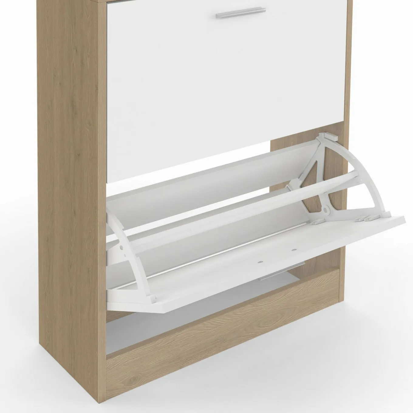 IDMarket Vestiaire d'entrée meuble chaussures 2 portes effet bois et blanc* Meubles À Chaussures|Vestiaires Et Meubles D'Entrée