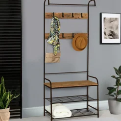 IDMarket Vestiaire d’entrée style industriel avec banquette* Meubles Hauts|Collection Industrielle