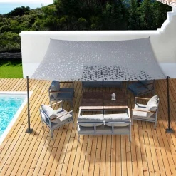 IDMarket Voile ombrage camouflage gris clair rectangulaire 4x6m* Voiles D'Ombrage